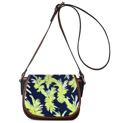 Puakenikeni - Lime Green and Black Saddle Bags - Luxtrini, LLC