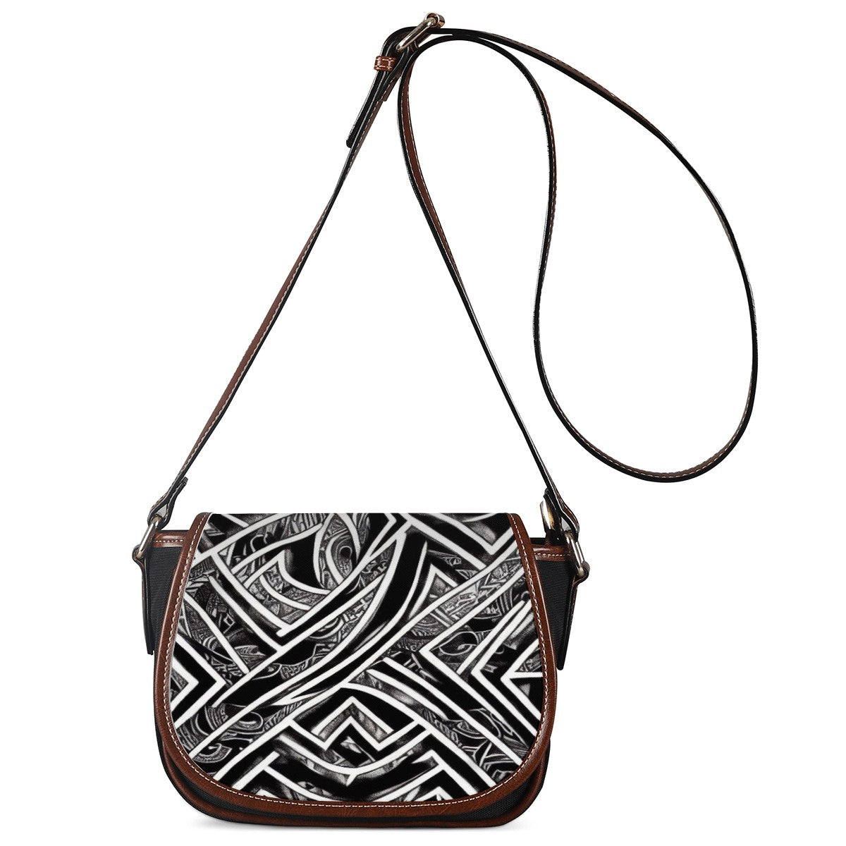 Black and White Polynesian Saddle Bags