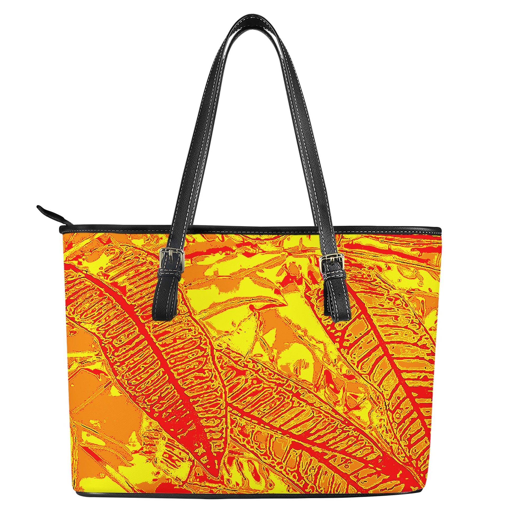 Orange Croton Leather Tote Bags - Luxtrini, LLC