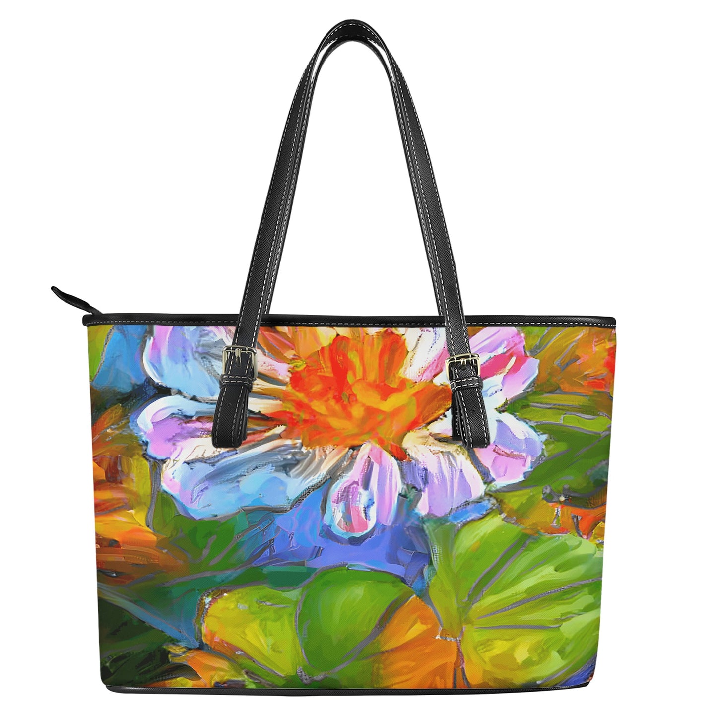 Petunia Flower Leather Tote Bags - Luxtrini, LLC