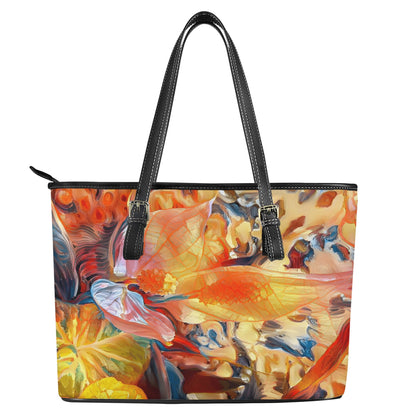 Golden Peace Lily Leather Tote Bags - Luxtrini, LLC