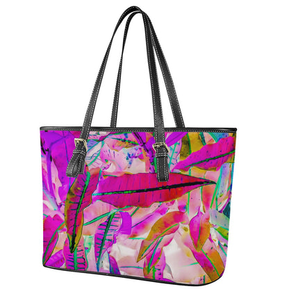 Purple Croton Leather Tote Bags - Luxtrini, LLC