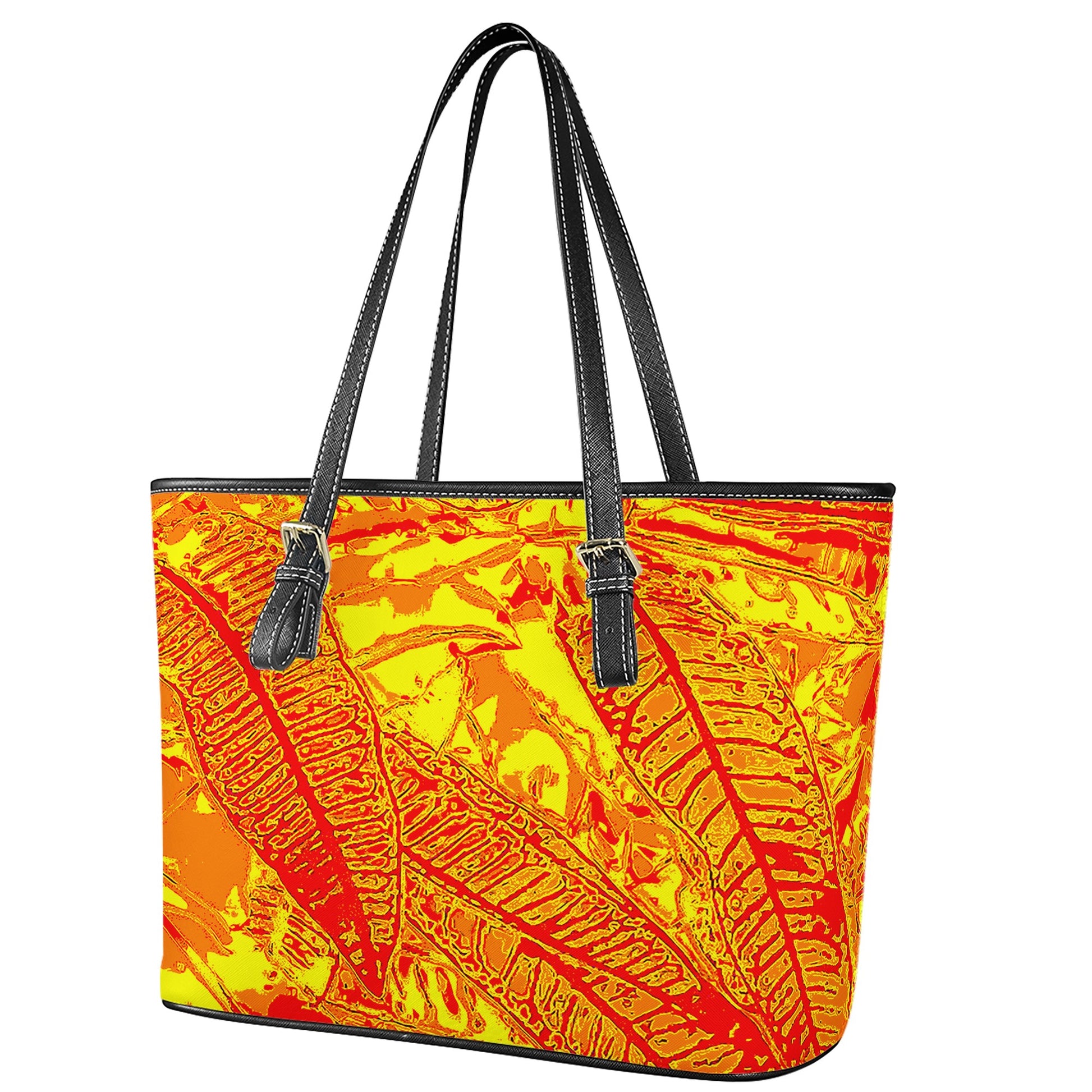 Orange Croton Leather Tote Bags - Luxtrini, LLC