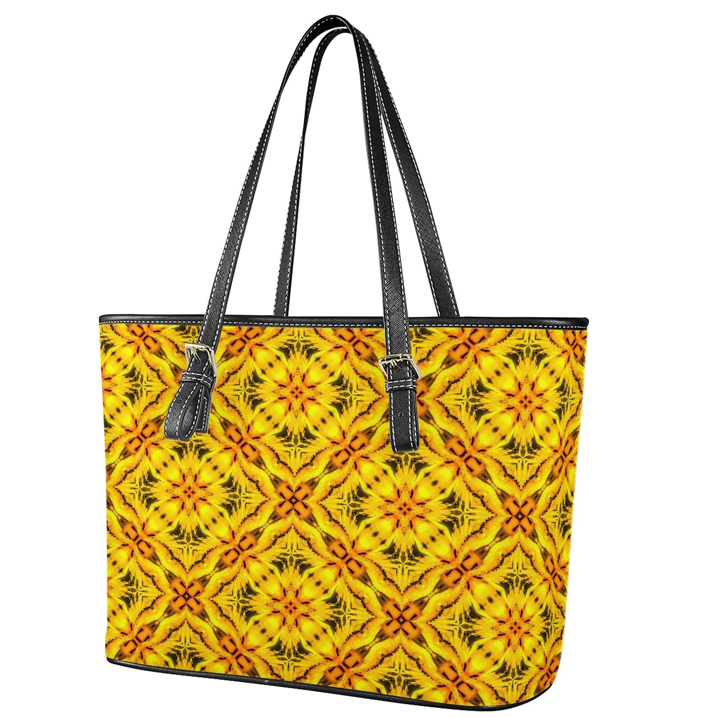 Yellow Toghu: traditional outfit of Northwestern Cameroon Leather Tote Bags - Luxtrini, LLC