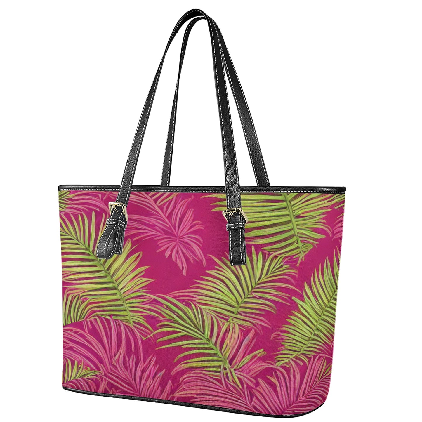 Sago Palm - Good Fortune, Longevity, Wealth Leather Tote Bags