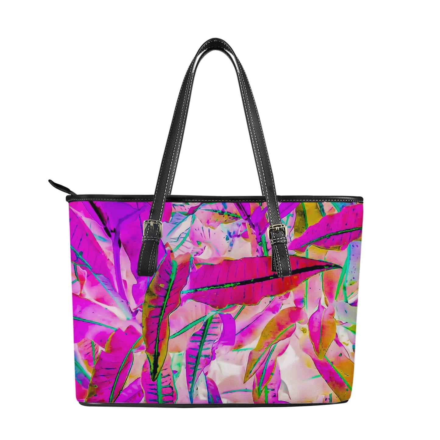 Purple Croton Leather Tote Bags - Luxtrini, LLC