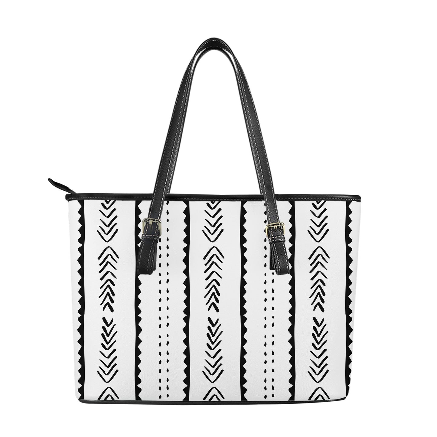 Mudcloth Pattern #20 Leather Tote Bags - Luxtrini, LLC