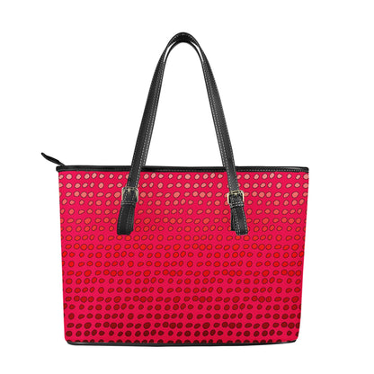 African Mud Print #7 Red Graident Leather Tote Bags - Luxtrini, LLC