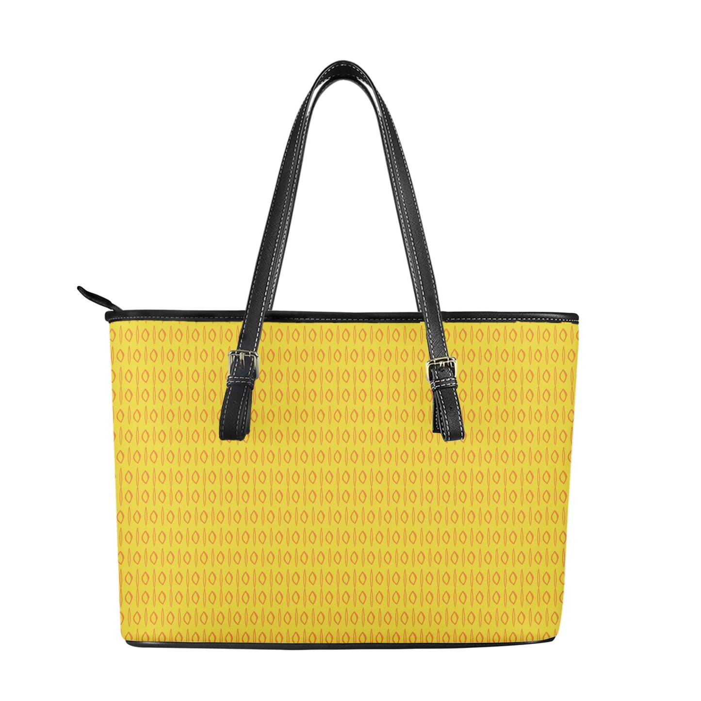 African Mud Print #14 Yellow Leather Tote Bags - Luxtrini, LLC