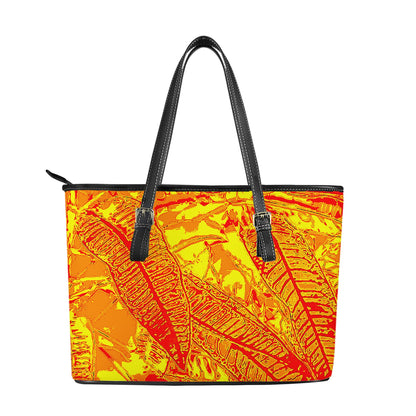 Orange Croton Leather Tote Bags - Luxtrini, LLC