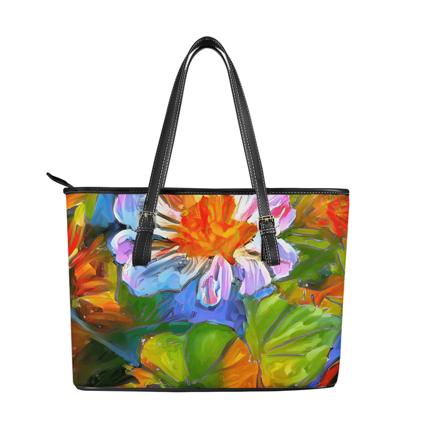 Petunia Flower Leather Tote Bags - Luxtrini, LLC