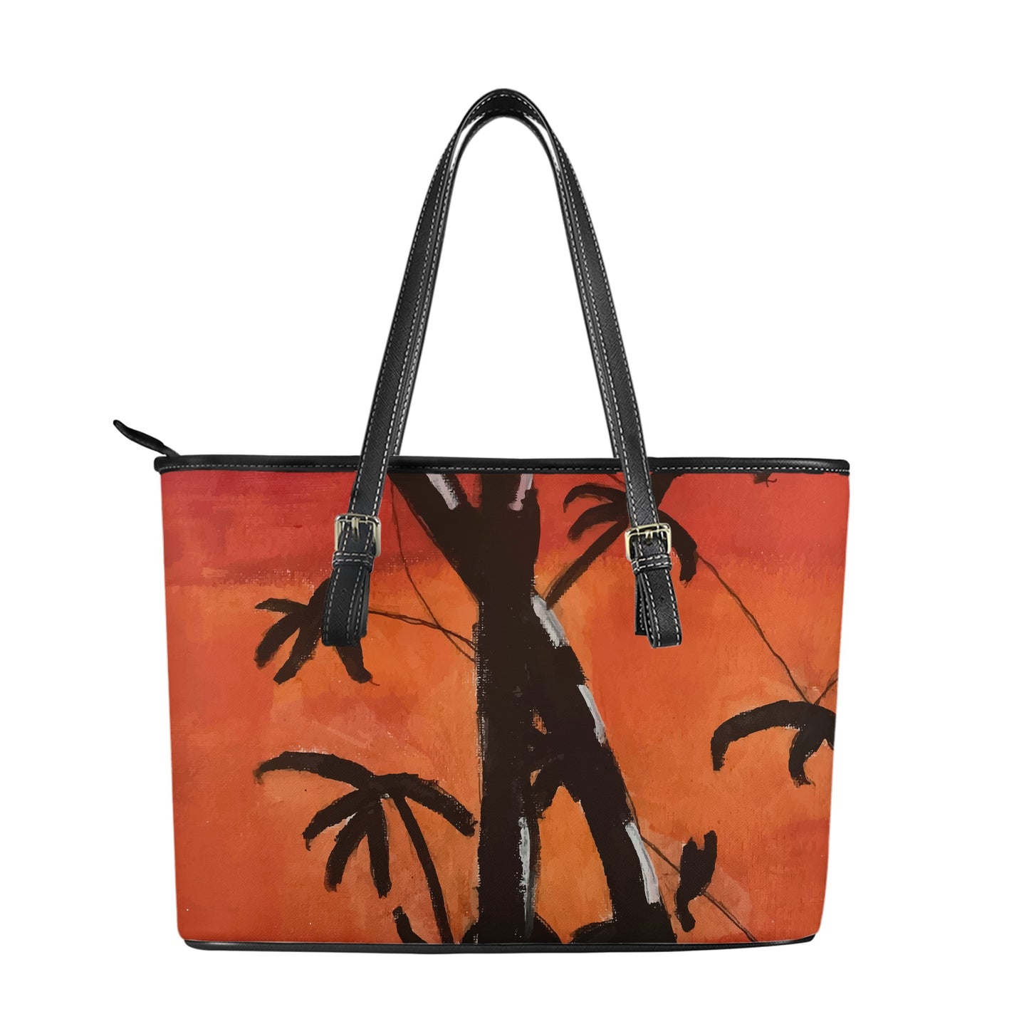 Bamboo at Sunset Leather Tote Bags - Luxtrini, LLC