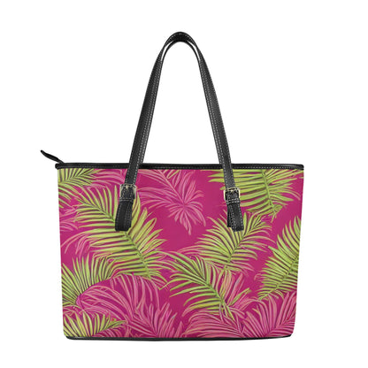 Sago Palm - Good Fortune, Longevity, Wealth Leather Tote Bags