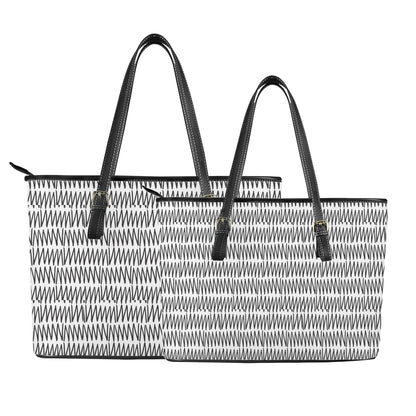 African Mud Print #19 Leather Tote Bags - Luxtrini, LLC