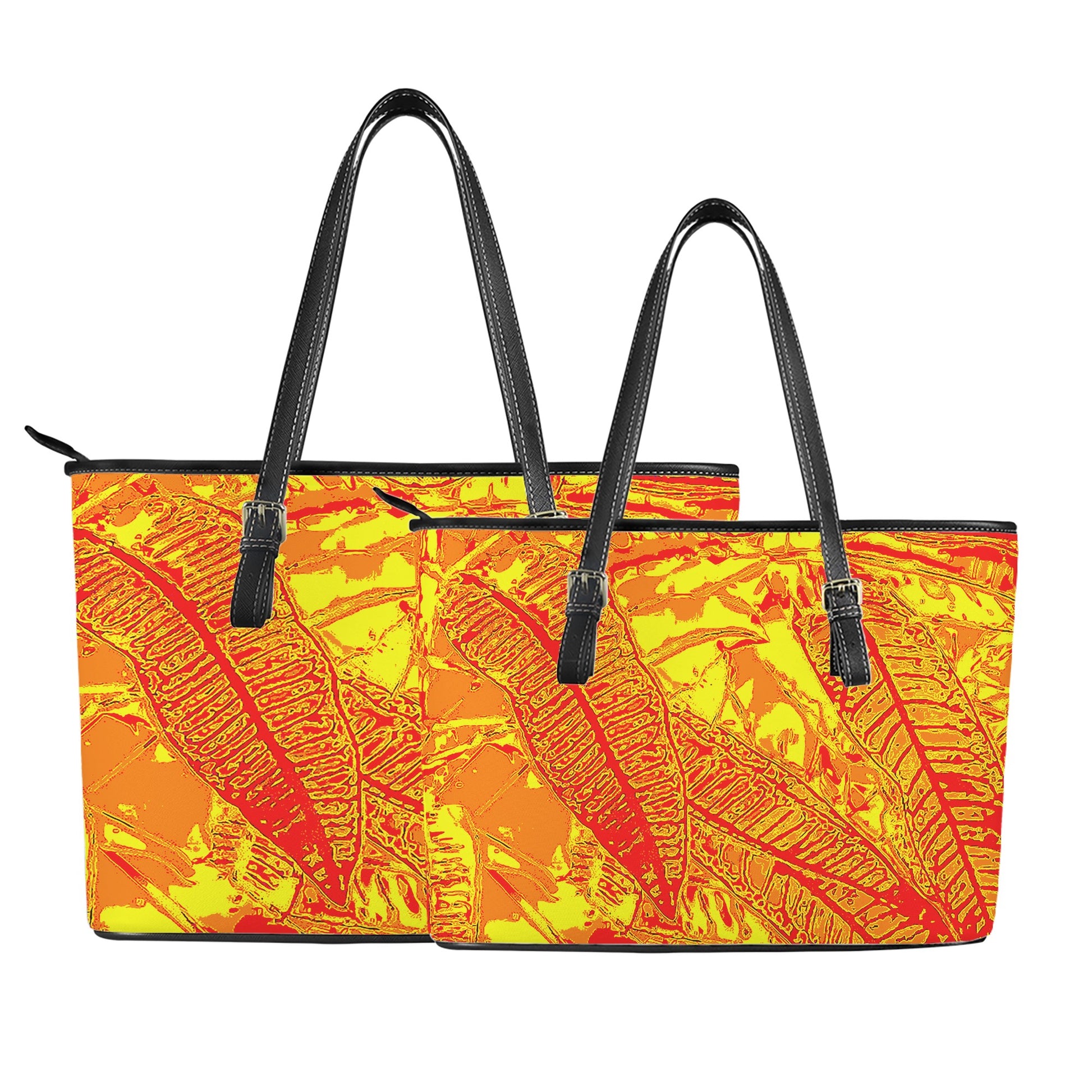 Orange Croton Leather Tote Bags - Luxtrini, LLC