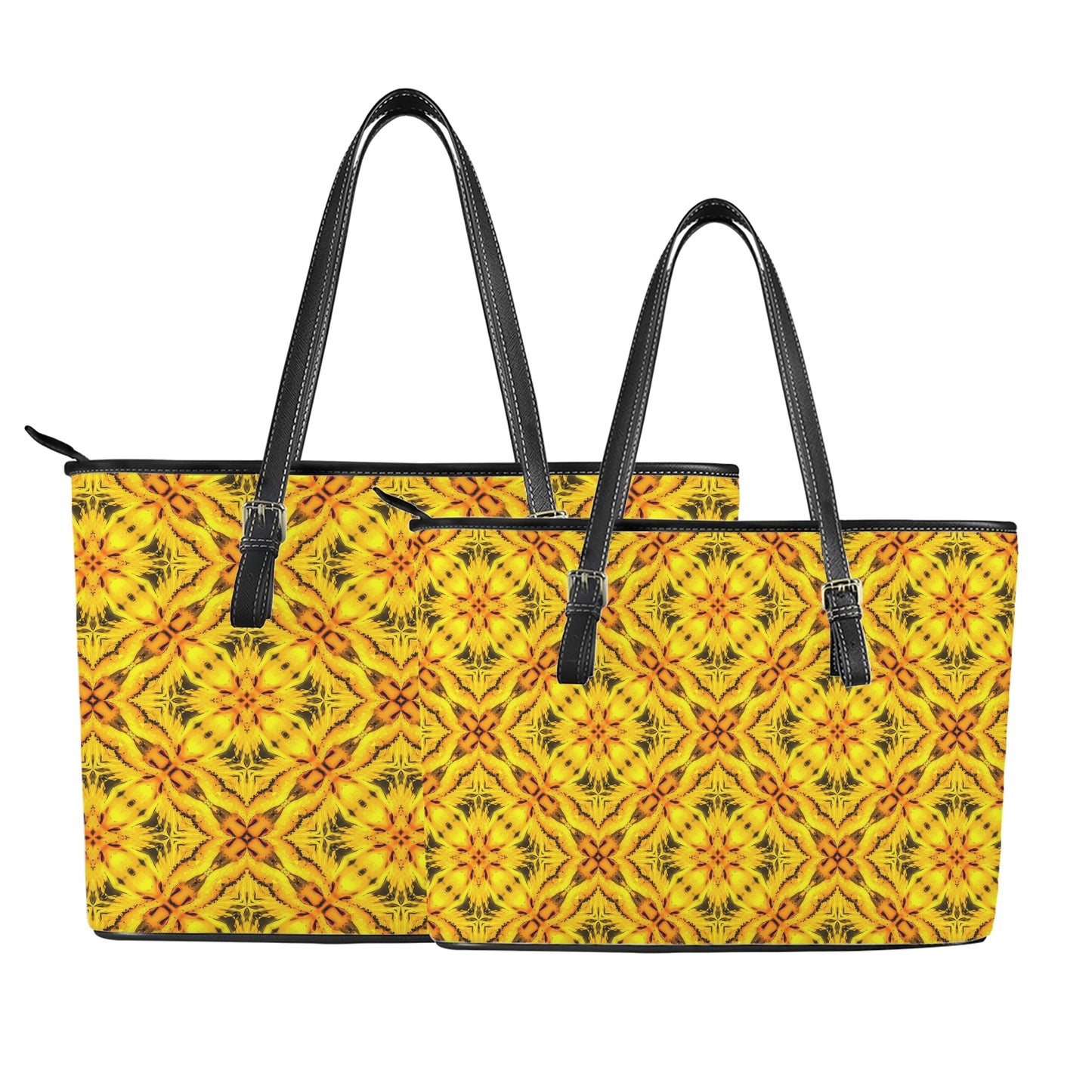 Yellow Toghu: traditional outfit of Northwestern Cameroon Leather Tote Bags - Luxtrini, LLC