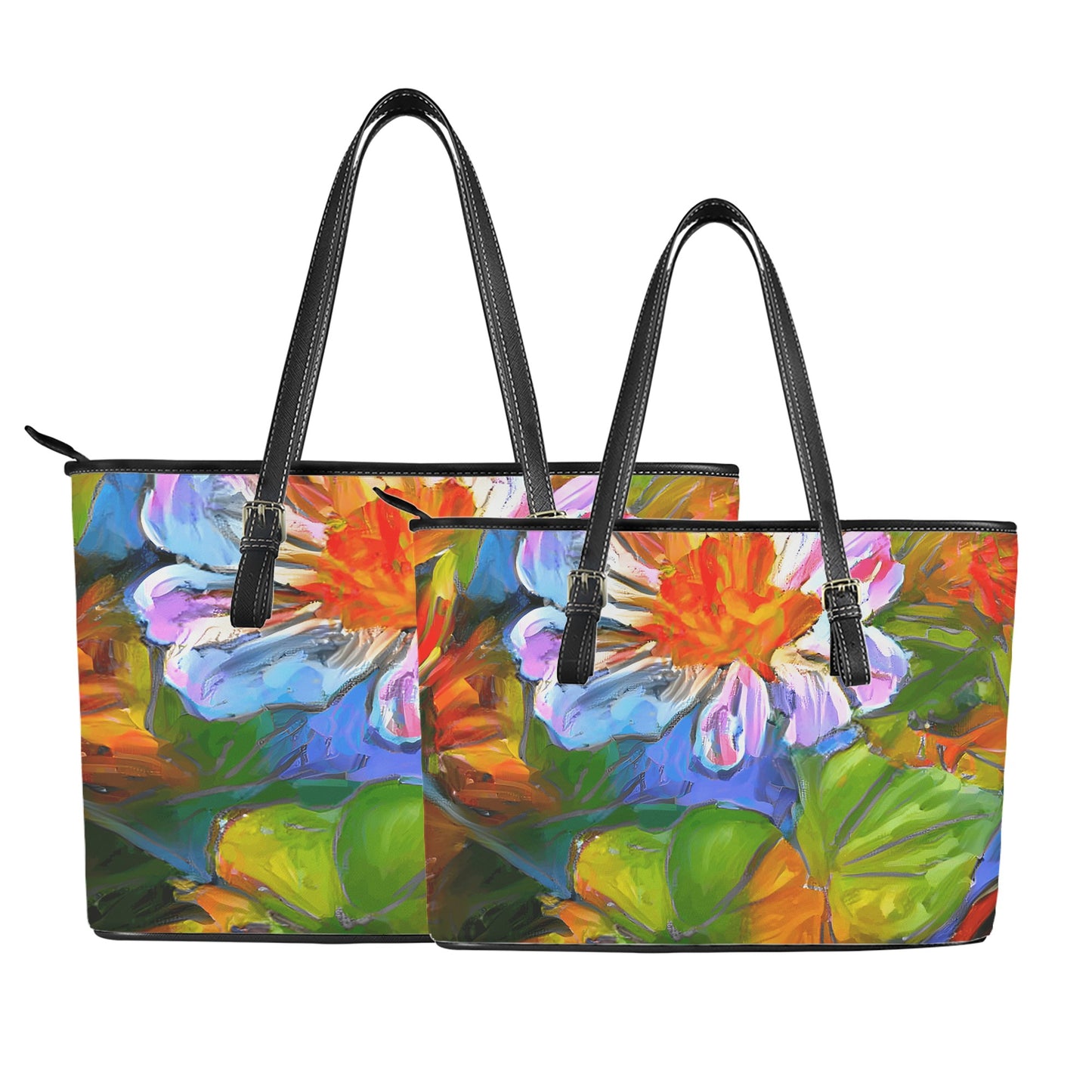 Petunia Flower Leather Tote Bags - Luxtrini, LLC