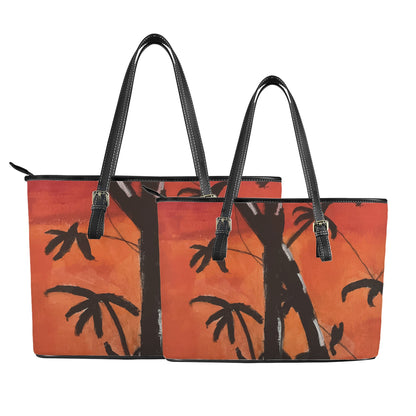 Bamboo at Sunset Leather Tote Bags - Luxtrini, LLC