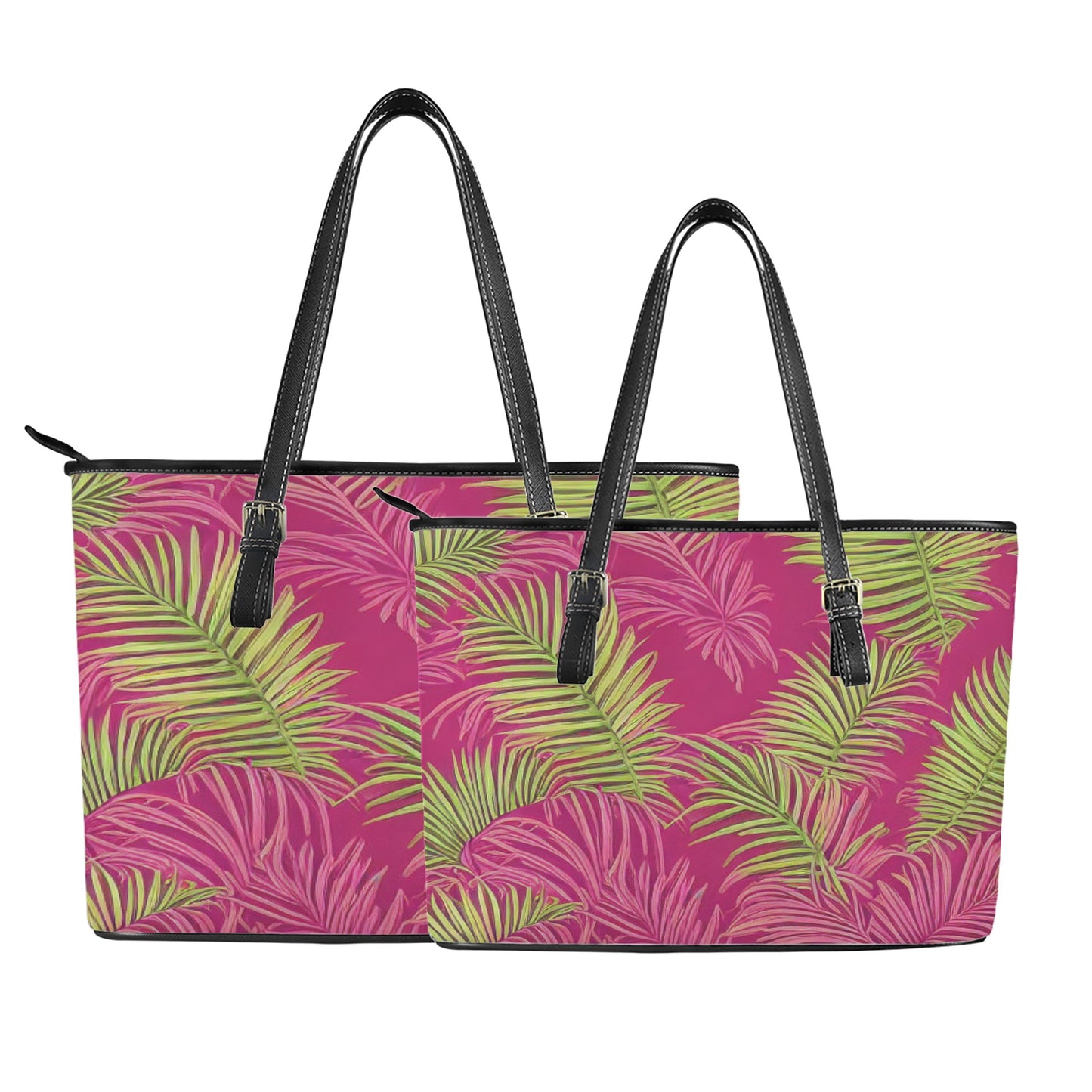 Sago Palm - Good Fortune, Longevity, Wealth Leather Tote Bags