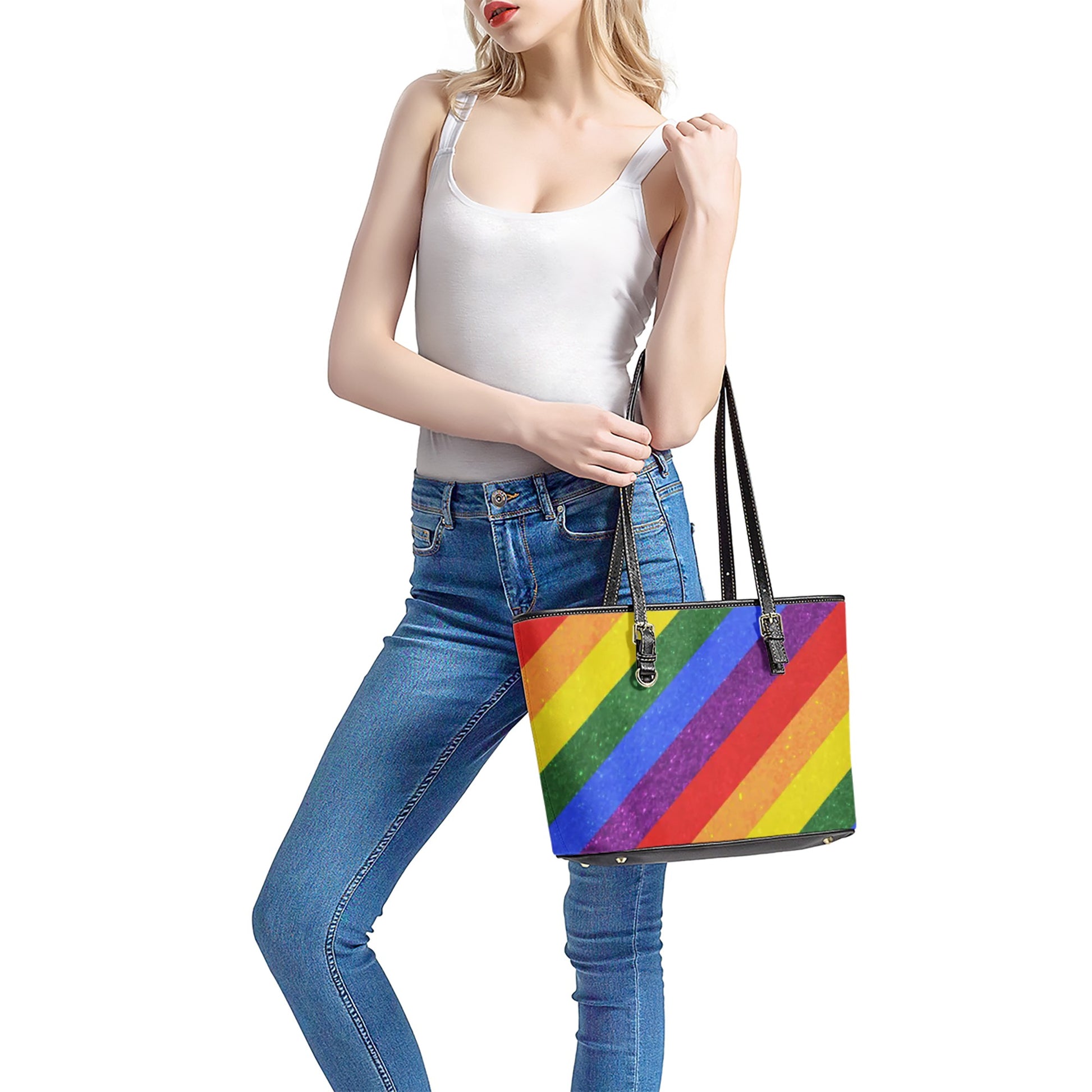 Leather Tote Bags - LGBT Pride Motif - Luxtrini, LLC