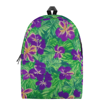 Blue Flag Iris on Green All Over Print Cotton Backpack - Luxtrini, LLC