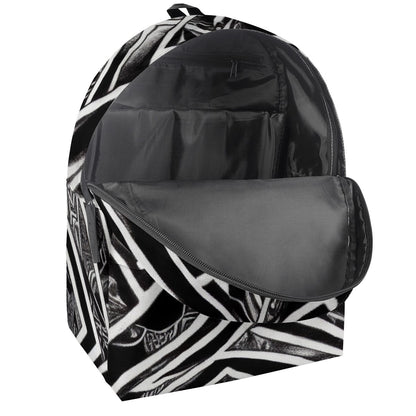 Black and White Polynesian All Over Print Cotton Backpack