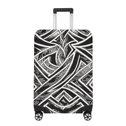 Black and White Polynesian Luggage Cover