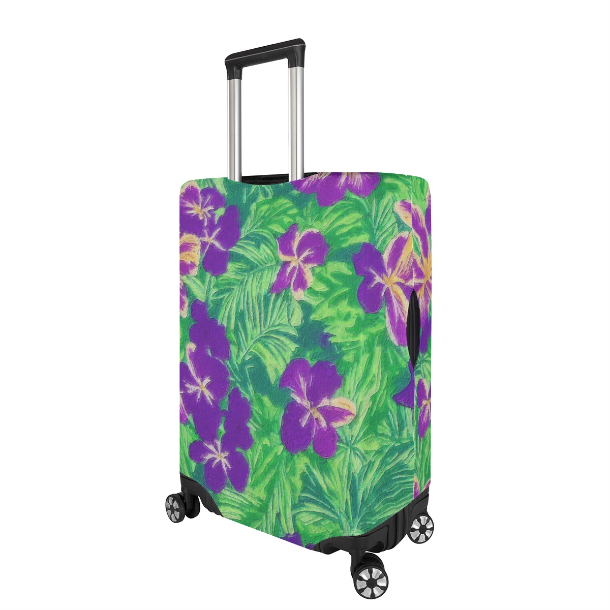 Blue Flag Iris on Green Luggage Cover - Luxtrini, LLC