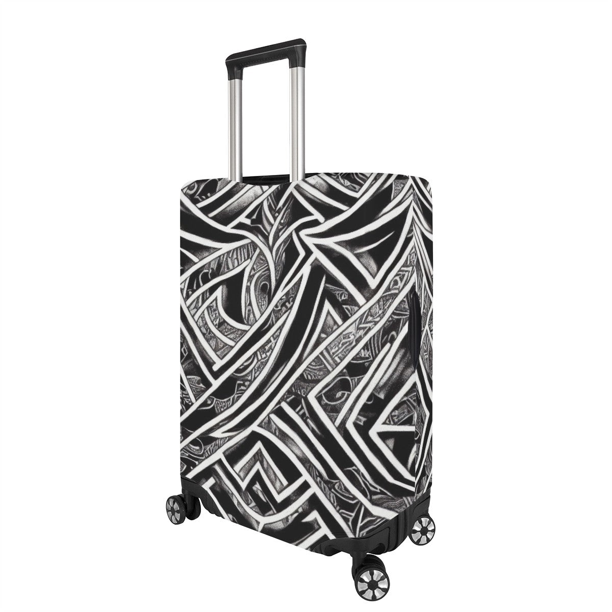 Black and White Polynesian Luggage Cover