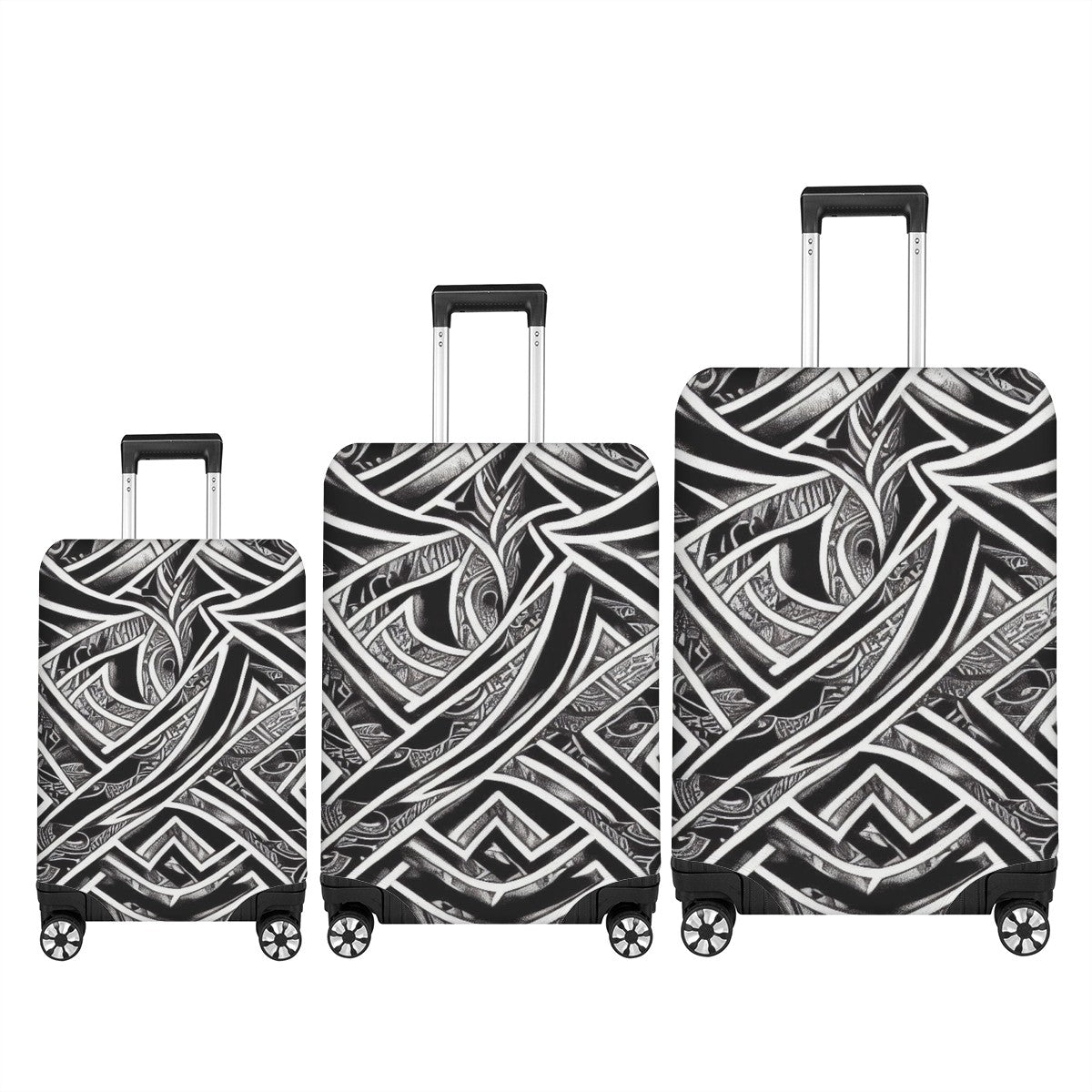 Black and White Polynesian Luggage Cover