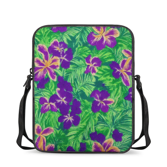 Blue Flag Iris on Green Cross-Body Bags - Luxtrini, LLC