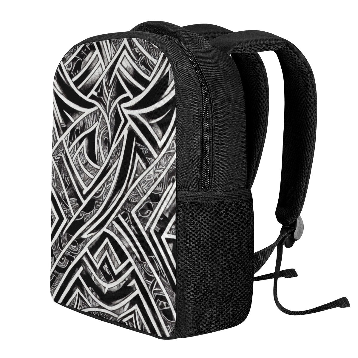 Black and White Polynesian 12 Inch Toddler Felt Backpack