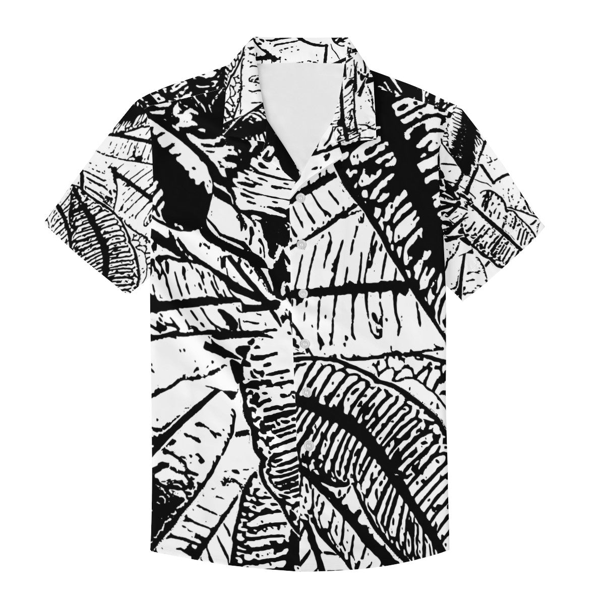 Croton Black and White Men's Hawaiian Shirt | Men's Aloha Shirt