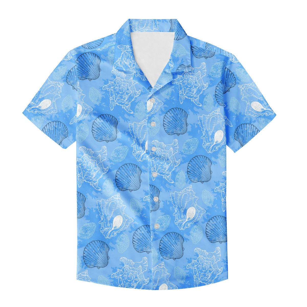 Blue Seashell Ocean Men's Hawaiian Shirt | Men's Aloha Shirt