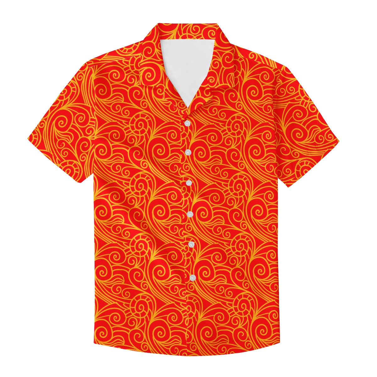 Orange Wind Chinese Men's Hawaiian Shirt | Men's Aloha Shirt