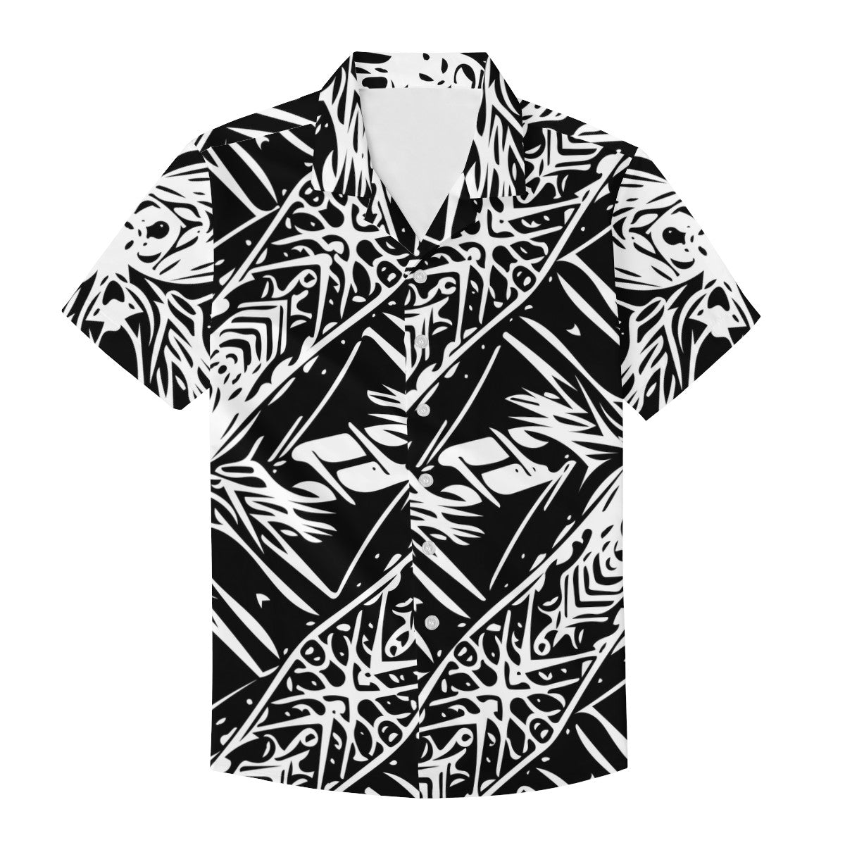 Black and White Fern Men's Hawaiian Shirt | Men's Aloha Shirt