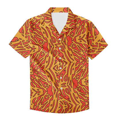 Orange Tribal Men's Hawaiian Shirt | Men's Aloha Shirt