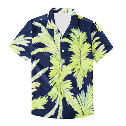 Puakenikeni - Lime Green and Black Men's Casual Shirt - Luxtrini, LLC