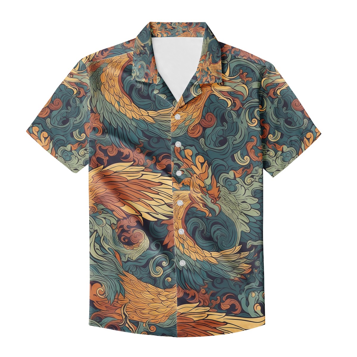 The Dragon and Phoenix are a harmonious duo, representing a balance of power and grace. Men's Aloha Shirt