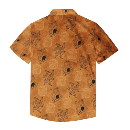 Orange Seashell Ocean Men's Hawaiian Shirt | Men's Aloha Shirt