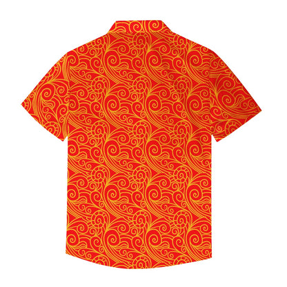 Orange Wind Chinese Men's Hawaiian Shirt | Men's Aloha Shirt