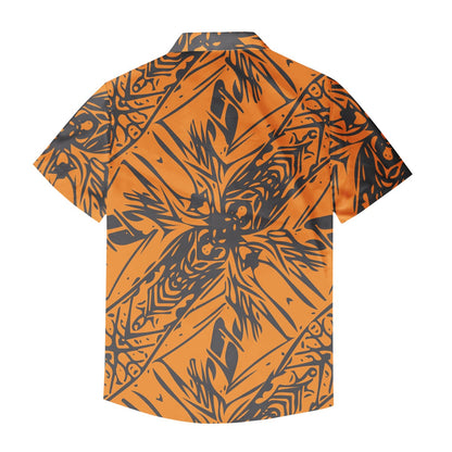 Orange and Black Fern Men's Hawaiian Shirt | Men's Aloha Shirt