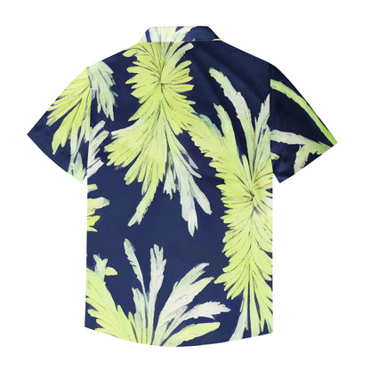 Puakenikeni - Lime Green and Black Men's Casual Shirt - Luxtrini, LLC