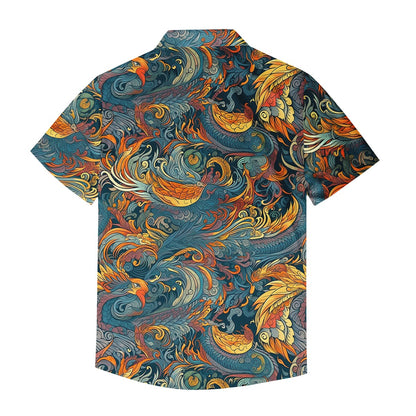 Majestic Dragon and a Graceful Phoenix Men's Aloha Shirt