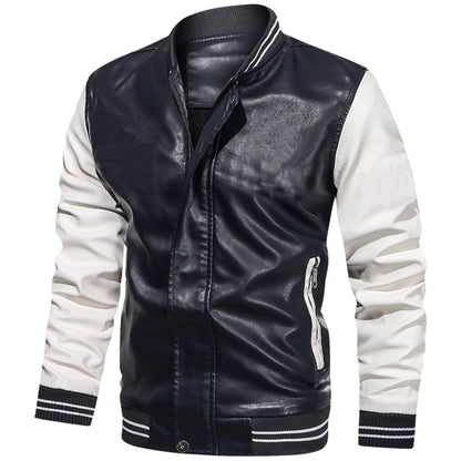 Stylish Vintage-Inspired Faux Leather Bomber Jacket