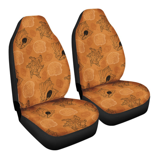 Sea Shell Ocean Design in Orange Car Seat Covers - Thin version