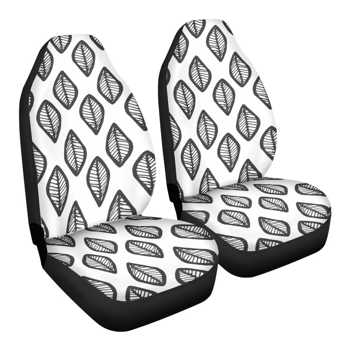 African | Ethnic | Mudcloth | #16 Black and White Car Seat Covers - Thin version