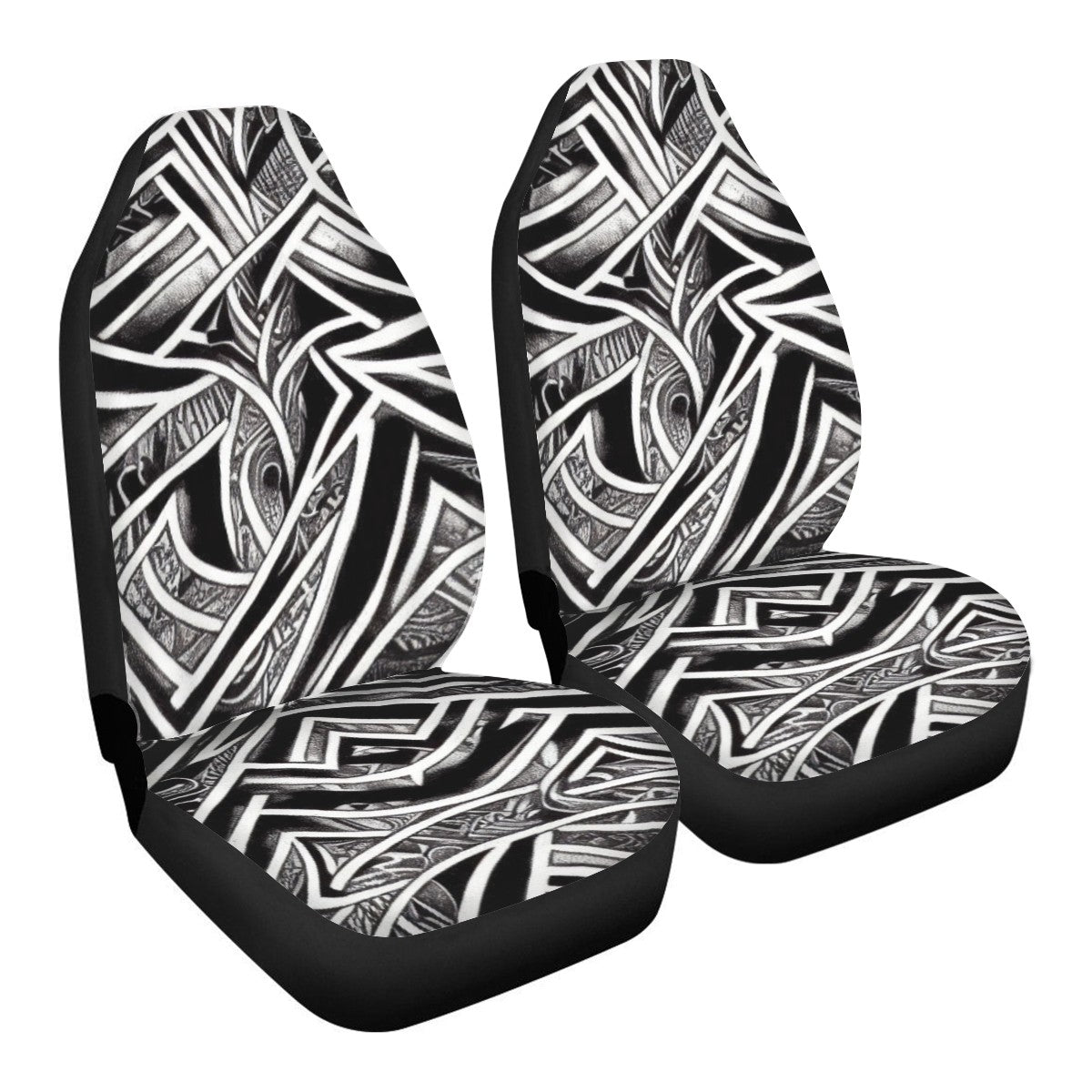 Black and White Polynesian Car Seat Covers - Thin version