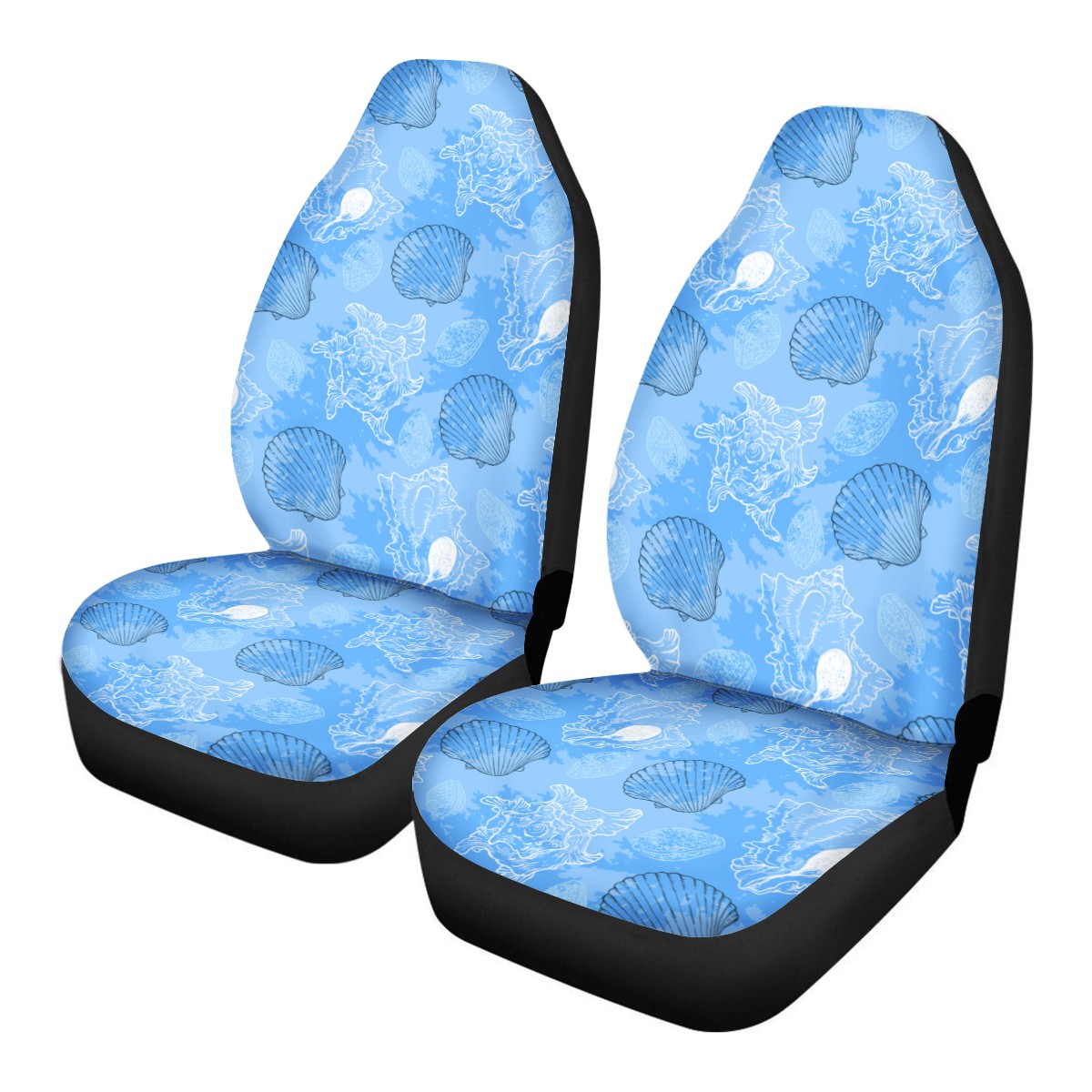 Blue Seashell Ocean Car Seat Covers - Thin version