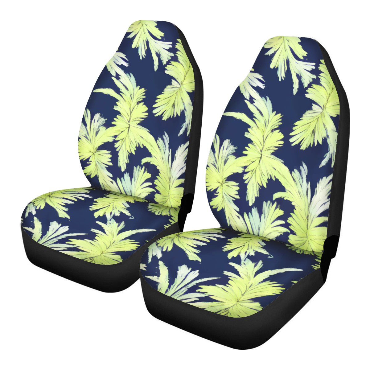 Palm Fronds - Lime Green and Black Car Seat Covers - Thin version